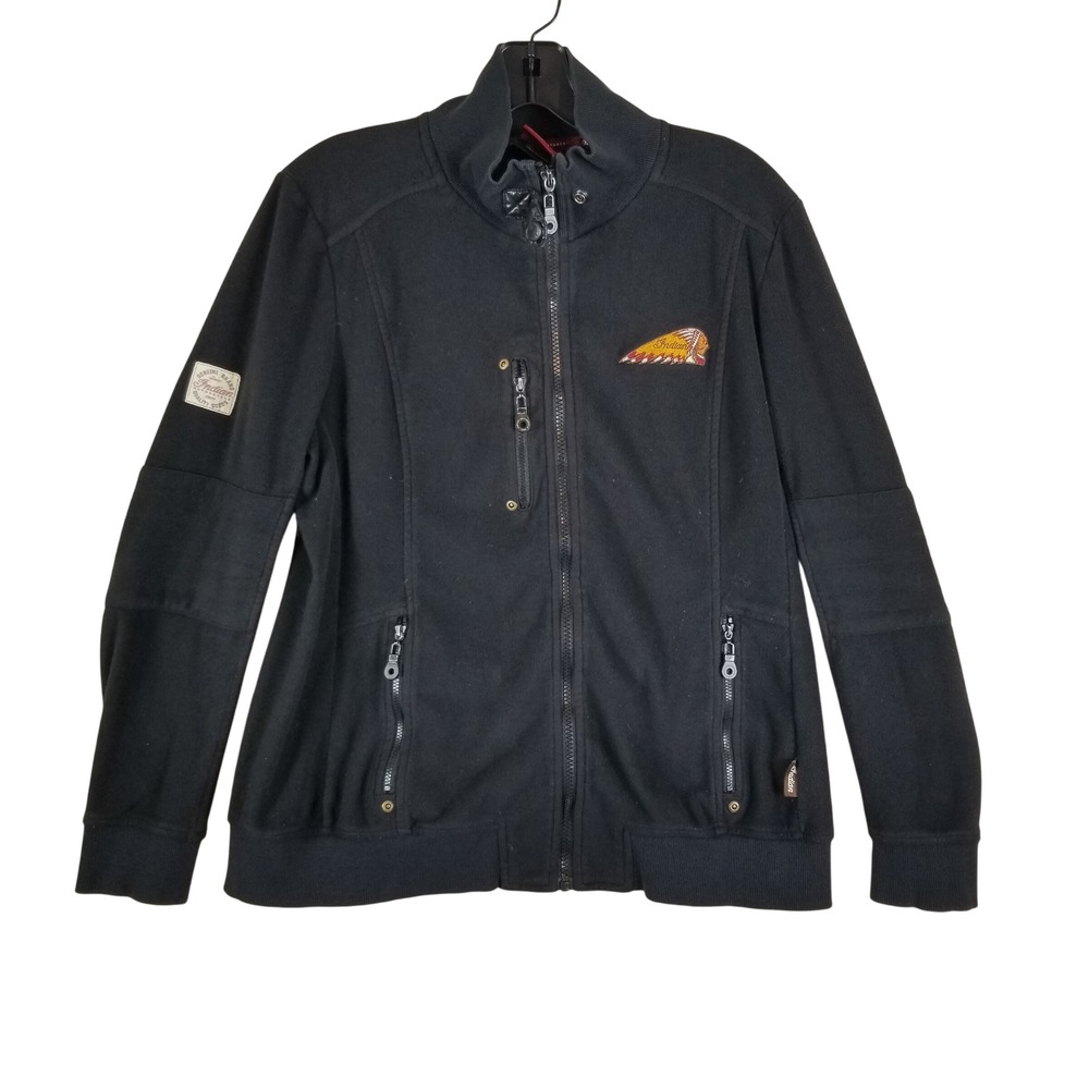 Indian‎ Motorcycle Womens Black Fleece Full Zip Jacket Embroidered Logo Size L